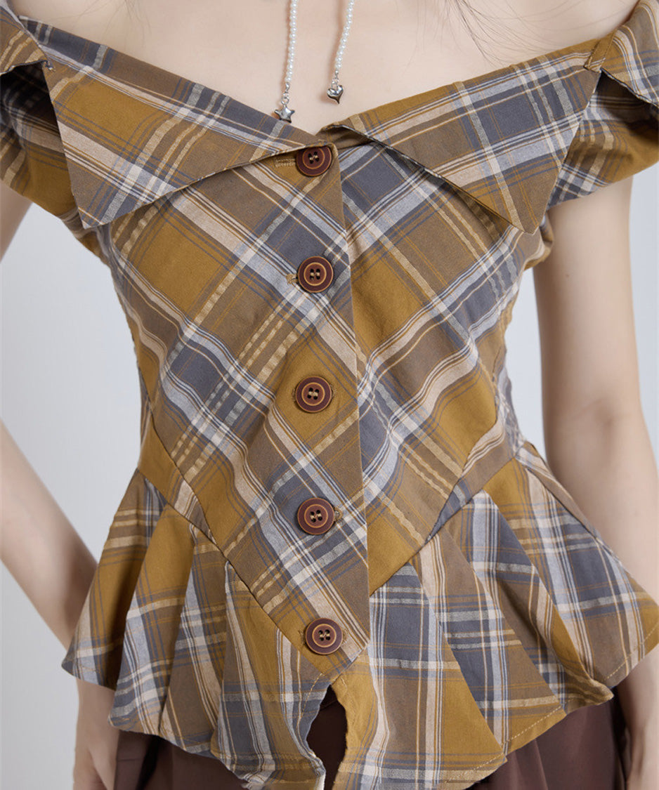 Fold Collar Peplum Top