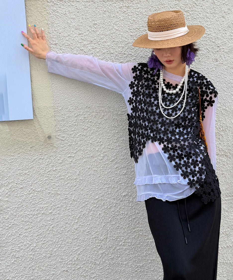 Floral Mesh Overlay Vest