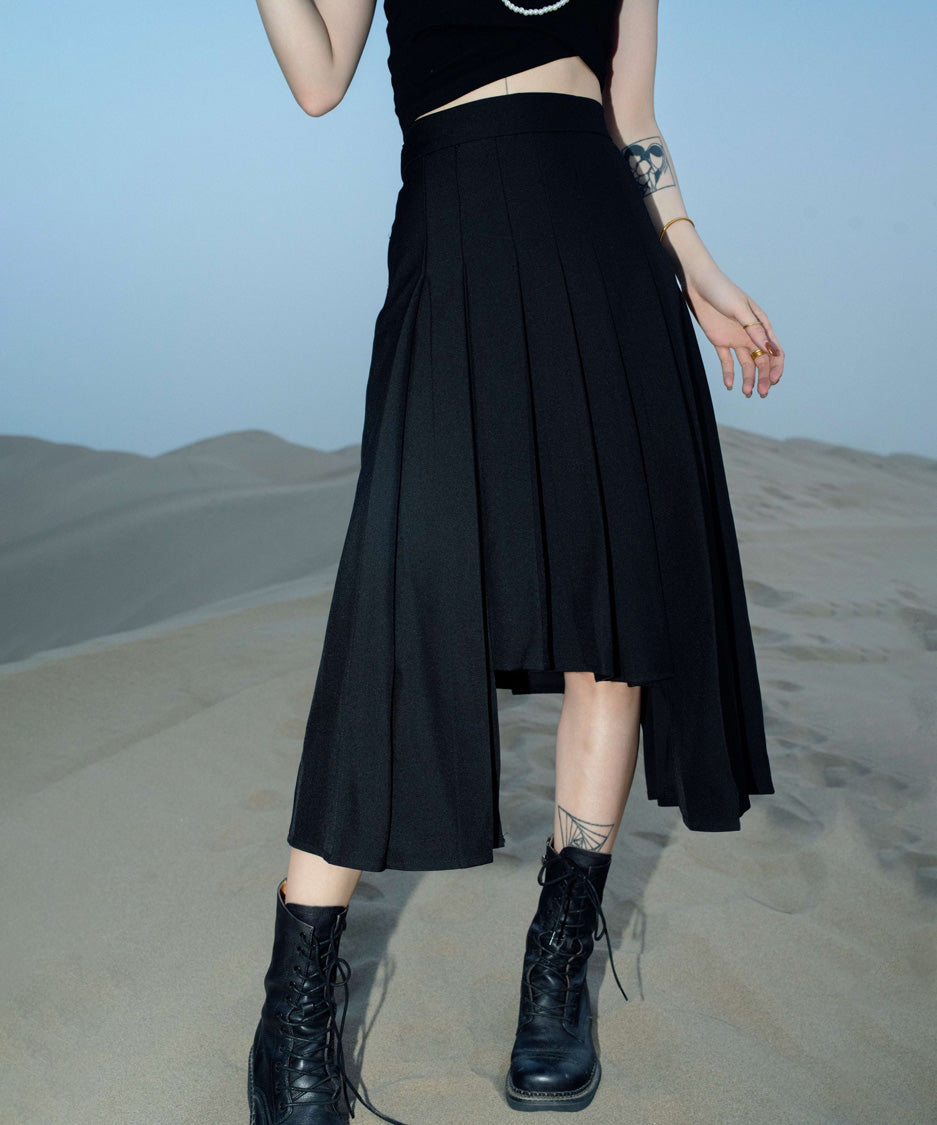 Pleated Draped Midi Skirt