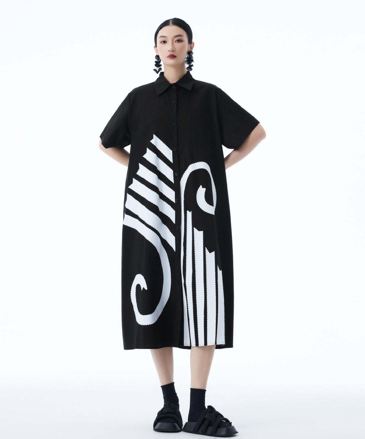 Graphic Flare Shirt Dress
