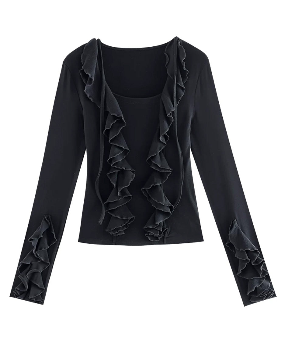 Ruffle Trim Slim Fit Top