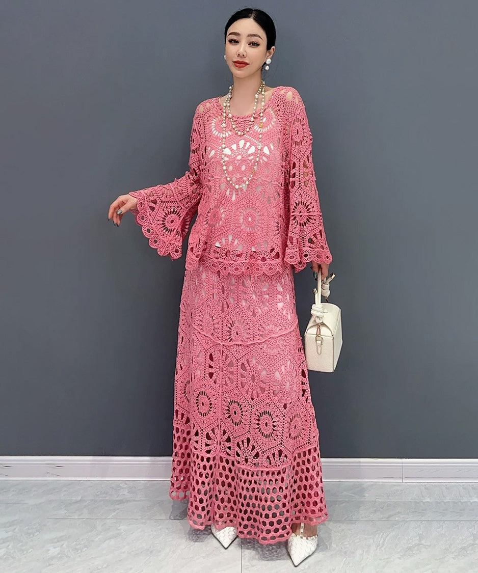 Lace Flow Top＆Skirt Co-ord