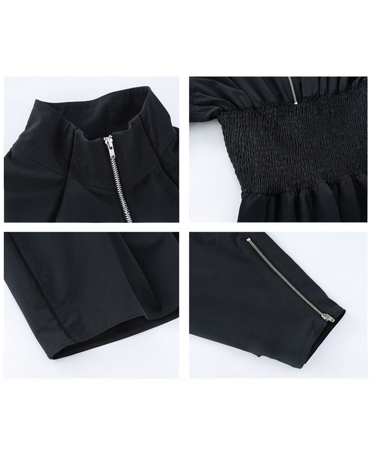 Zip High Neck Balloon Dress