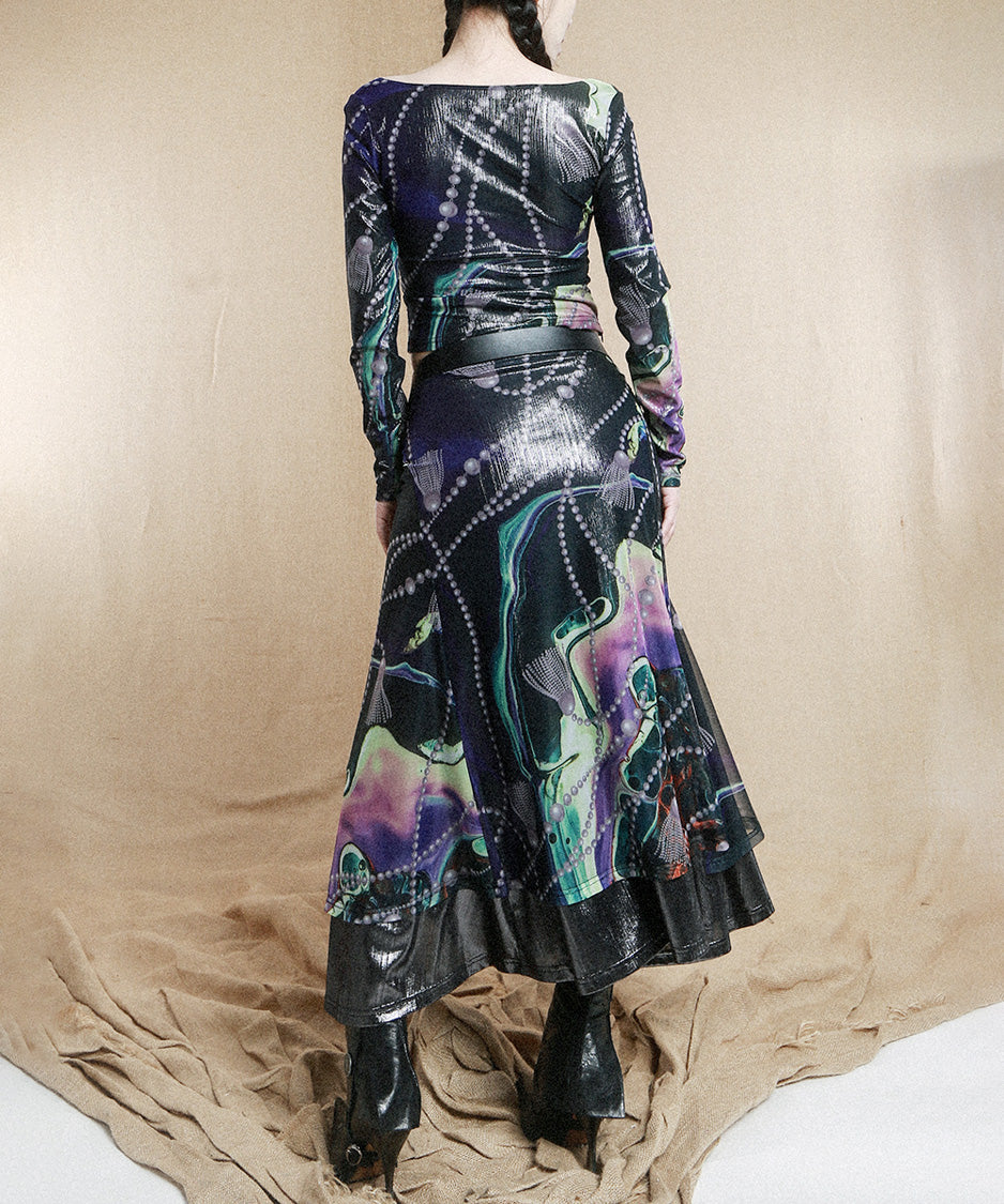 Galaxy Mesh Top＆Skirt Co-ord