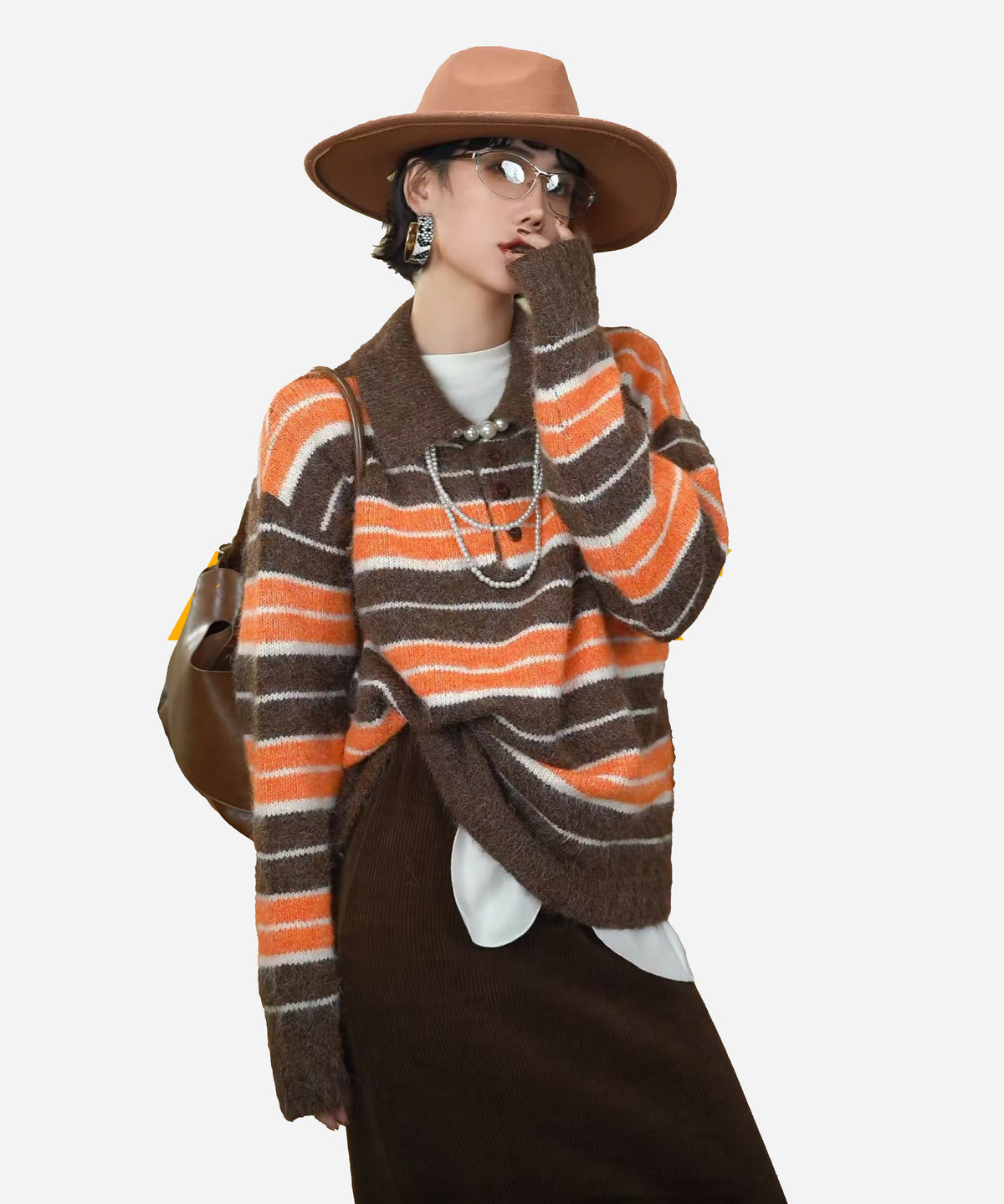 Stripe Collar Knit Pullover