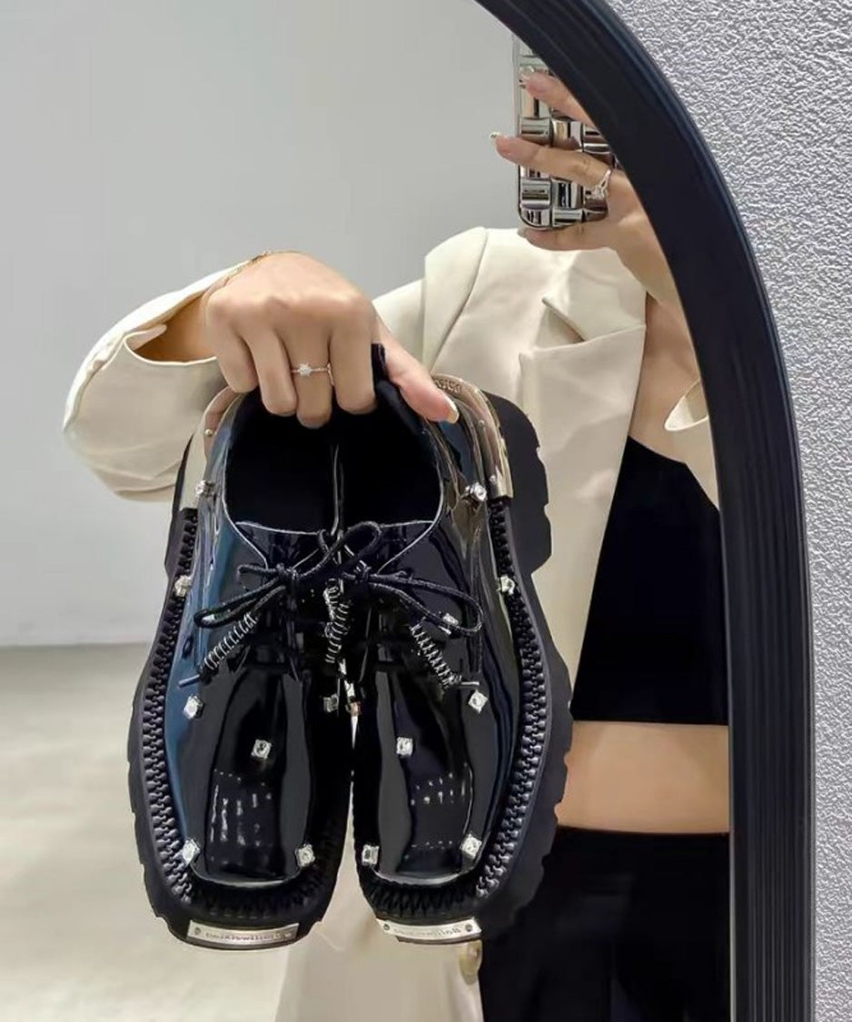 Jewel Platform Lace Up Shoes