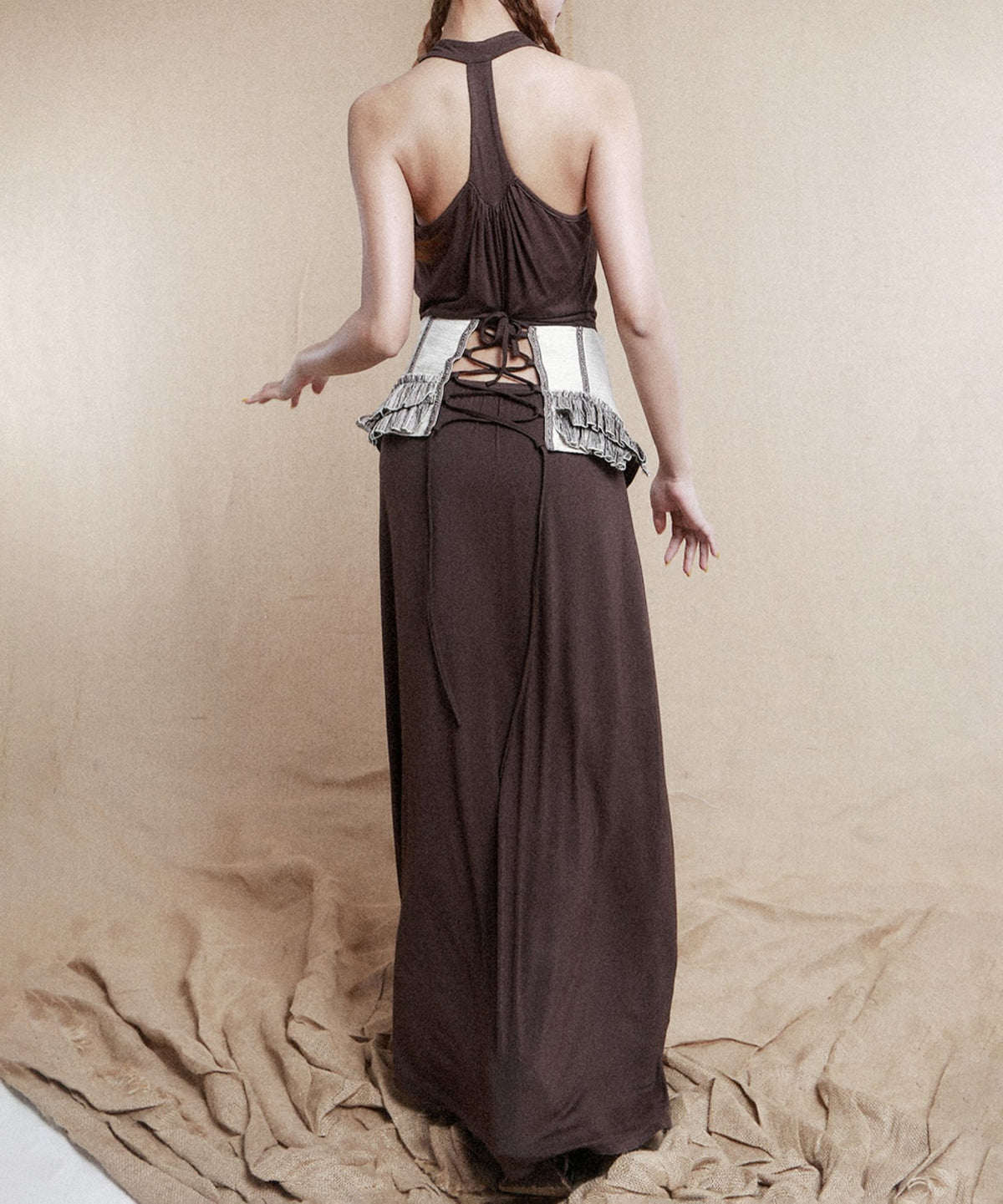 Layered Frill Lace-Up Corset Belt