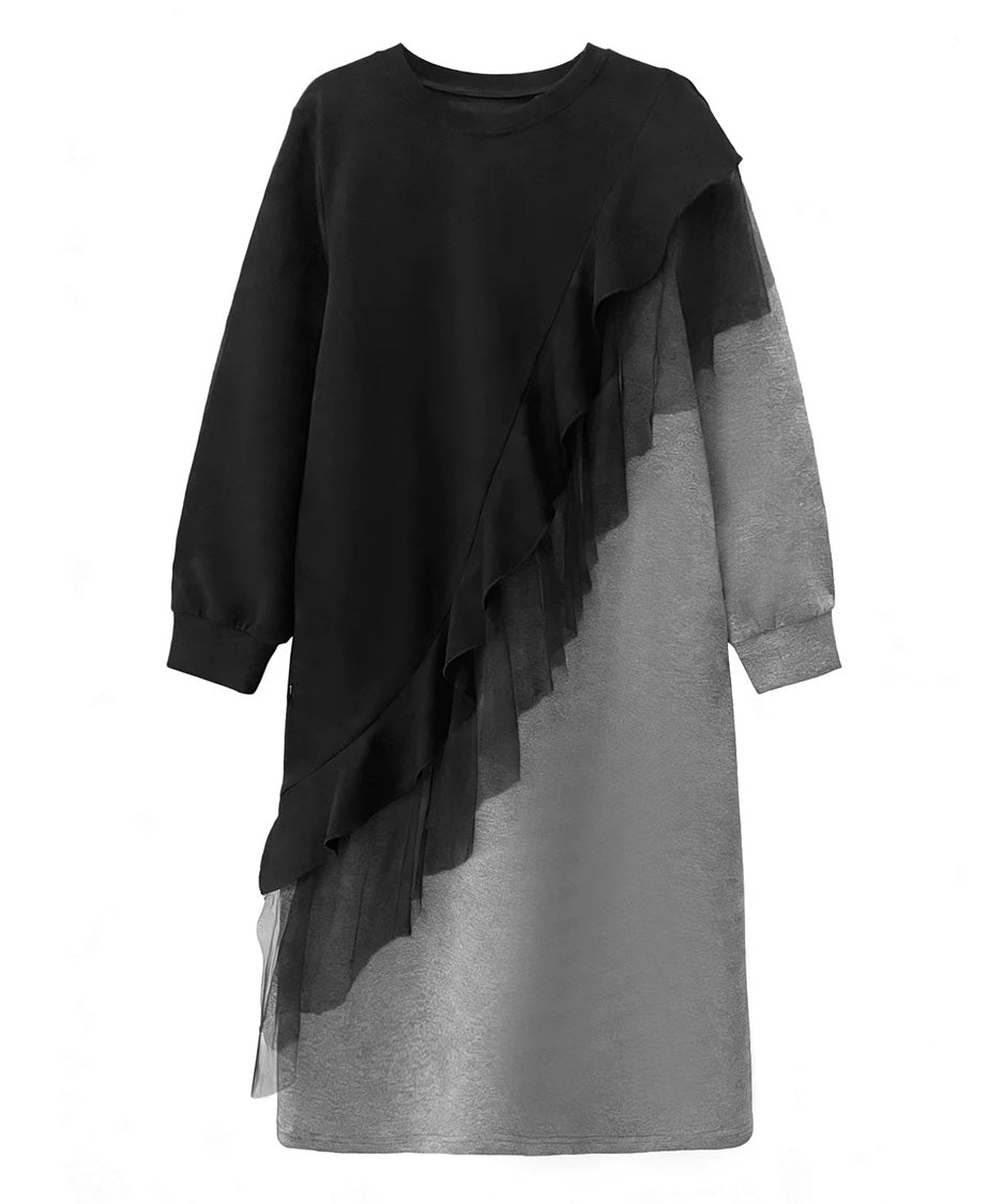 Sheer Frill Panel Cut Dress
