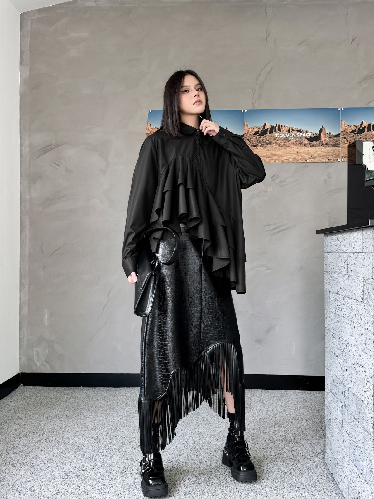 Cascade Layer Frill Blouse