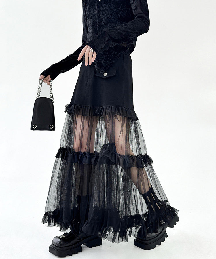Sheer Tiered Skirt