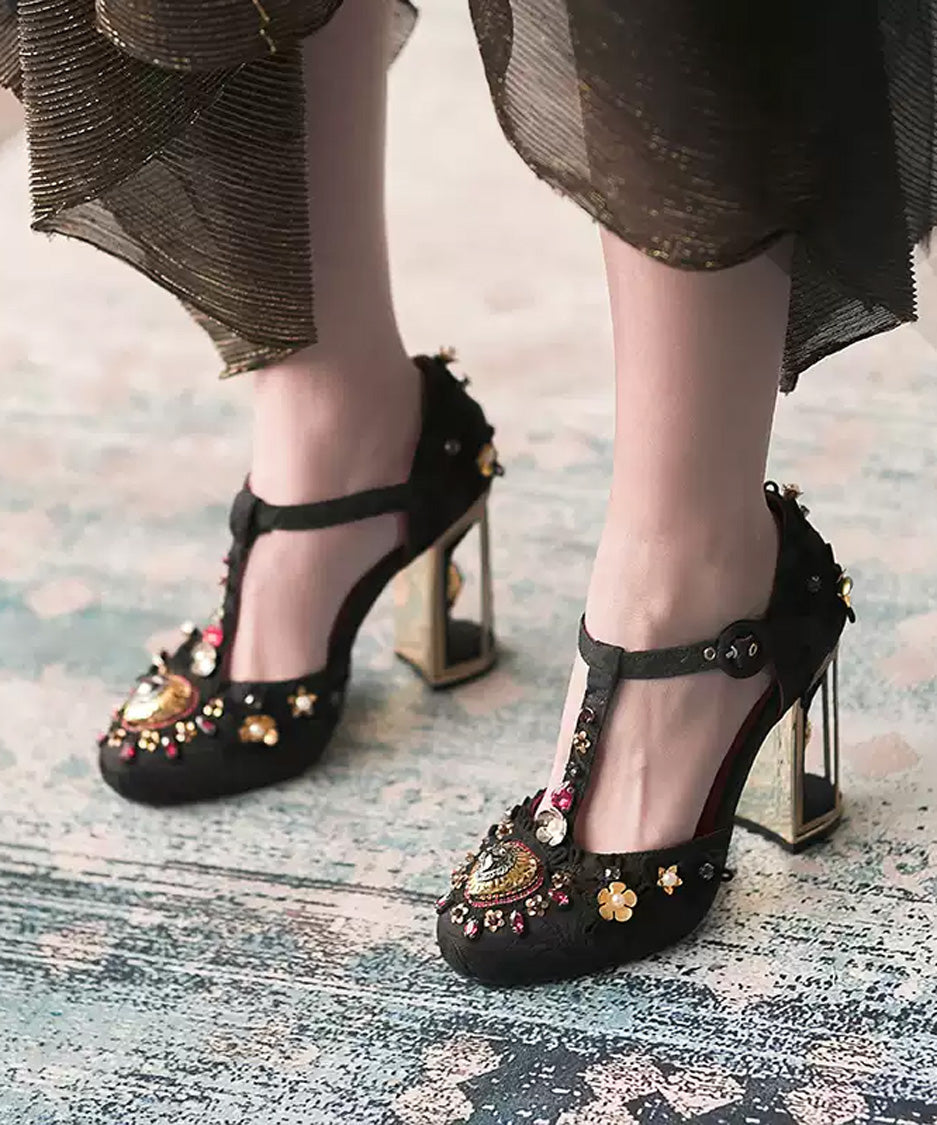 Baroque T Strap Cage Heel Pumps