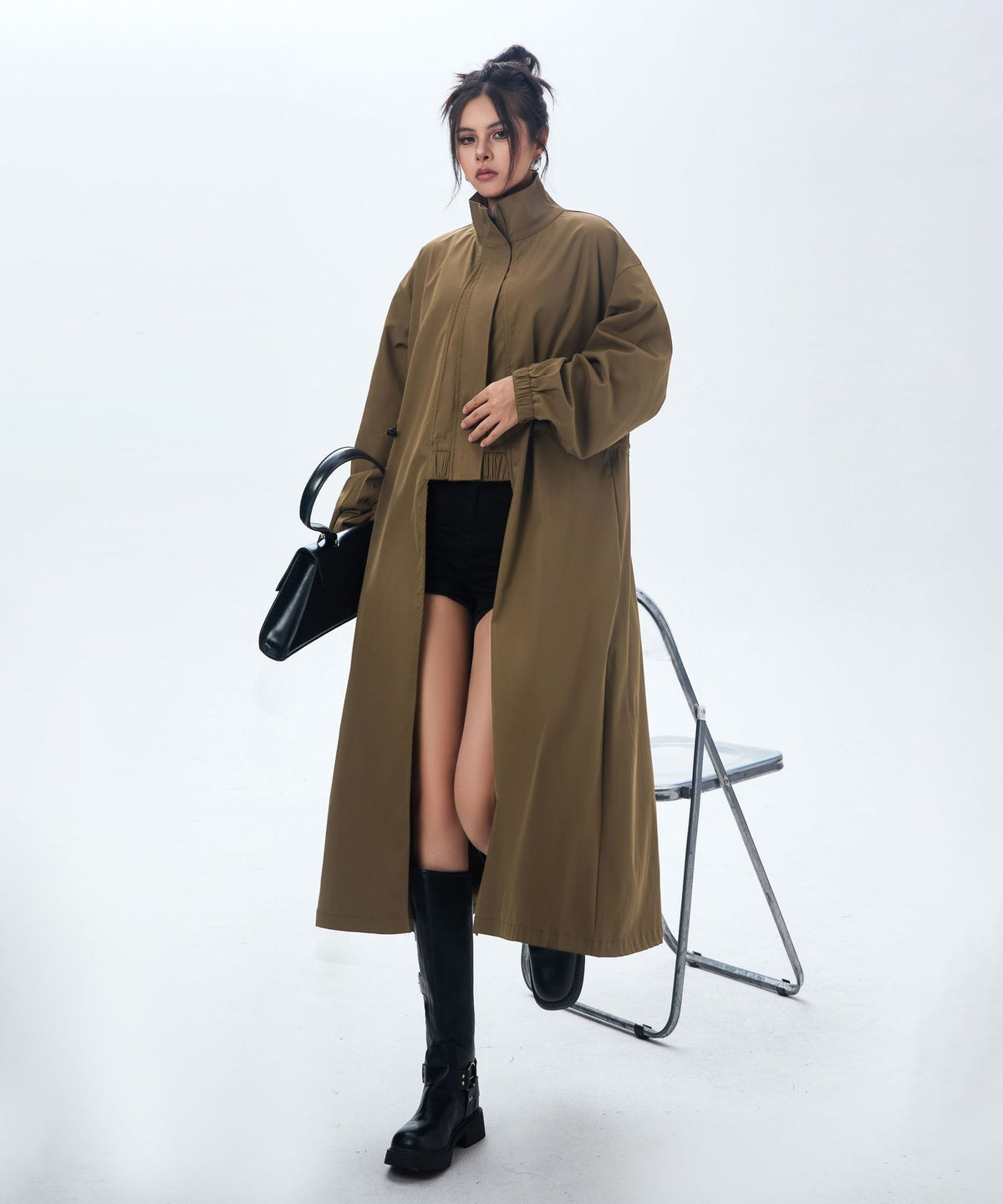 High Neck Wide Long Jacket