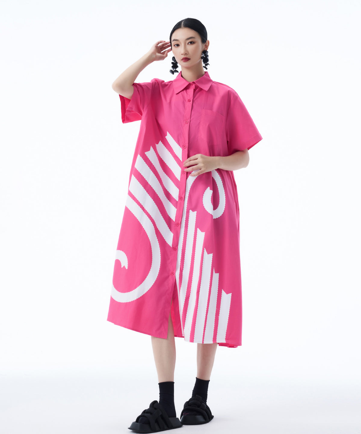 Graphic Flare Shirt Dress