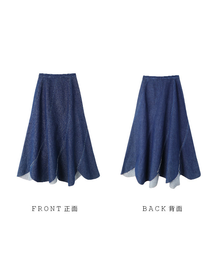 Curve Cut Denim Skirt