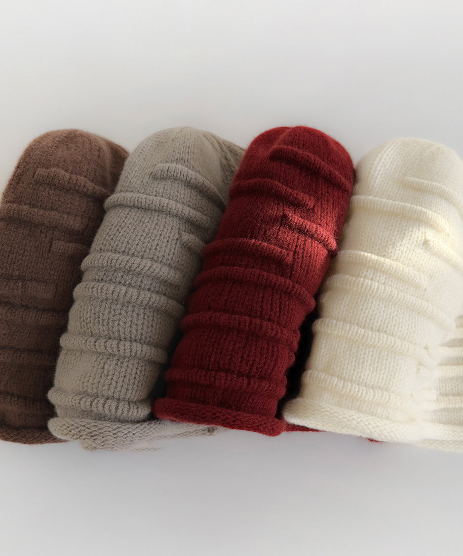 Sculpted Pleat Wool Beanie