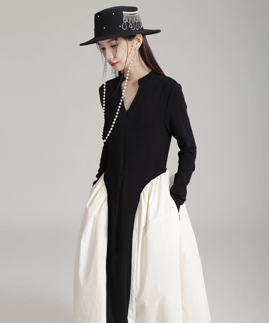 Mono Contrast Panel Dress