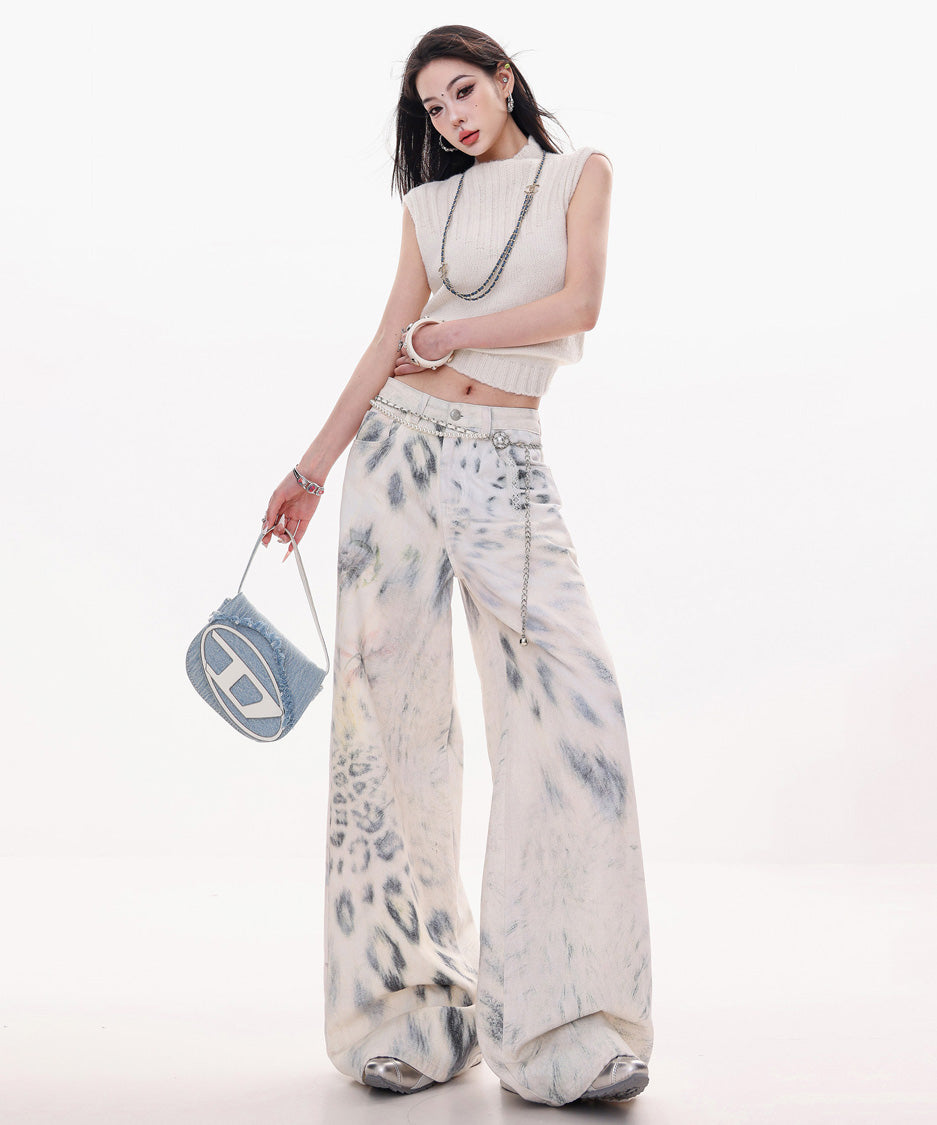 Ink Wash Wide Painter Pants