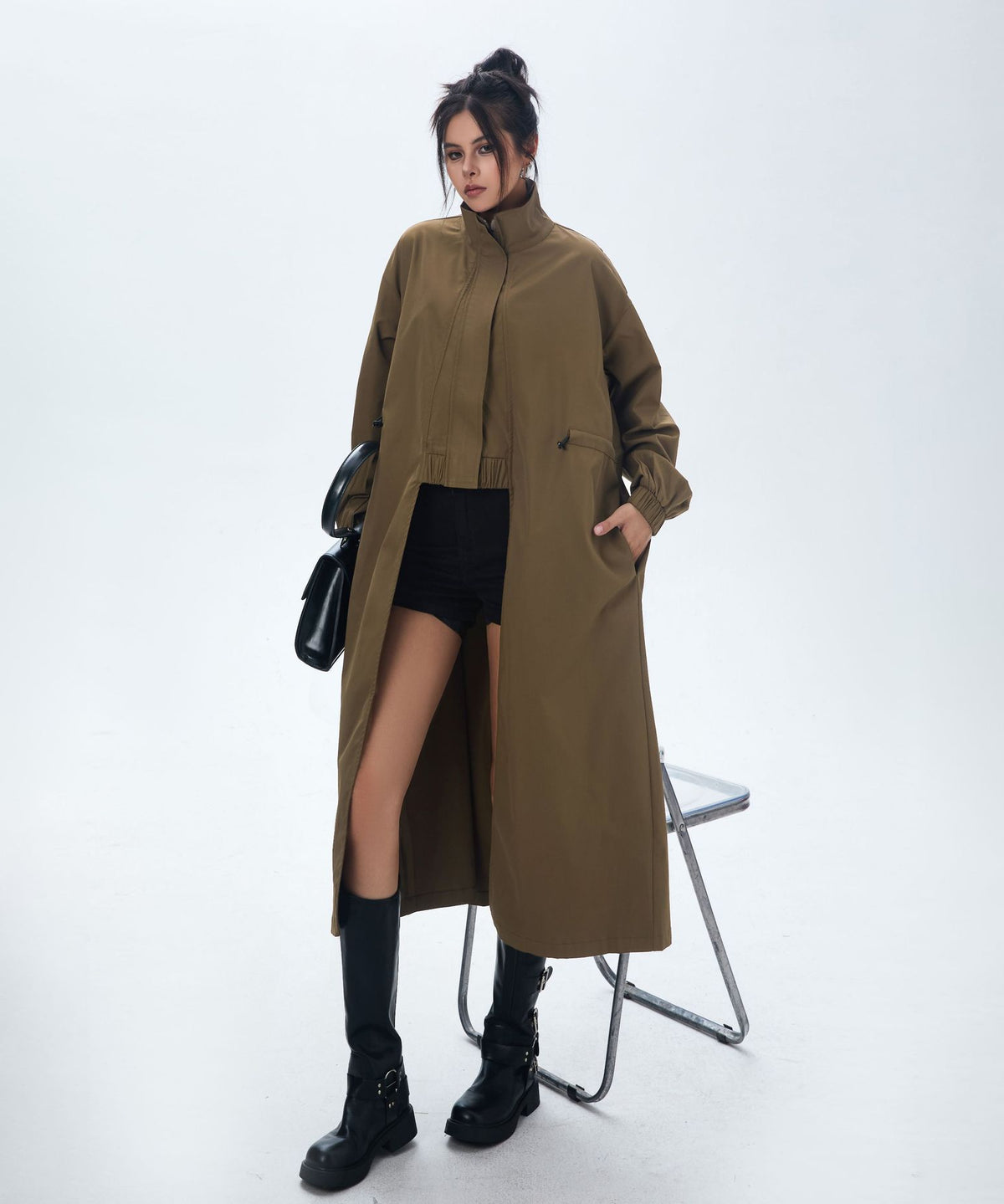 High Neck Wide Long Jacket