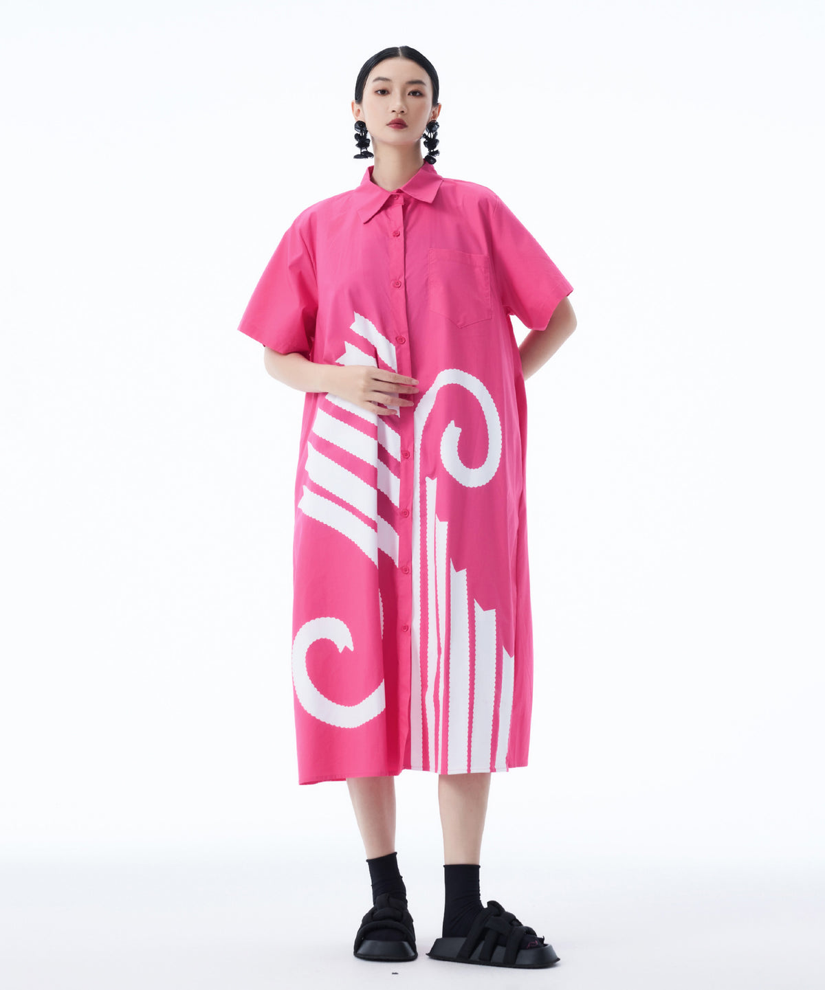 Graphic Flare Shirt Dress