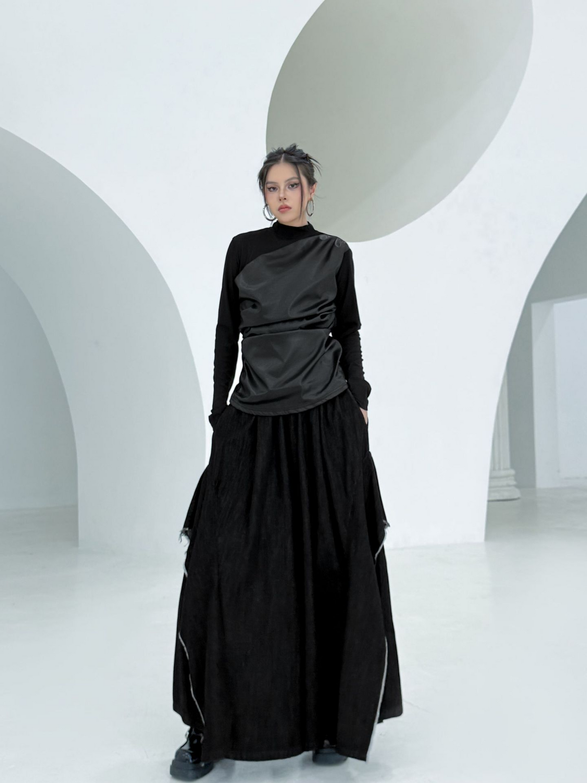 Draped Satin Mix Top