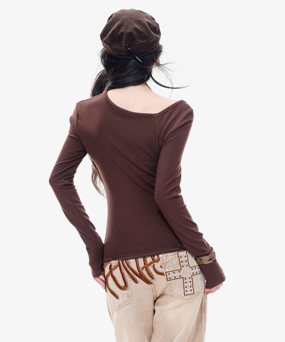 Diagonal Ruched Sheer Top