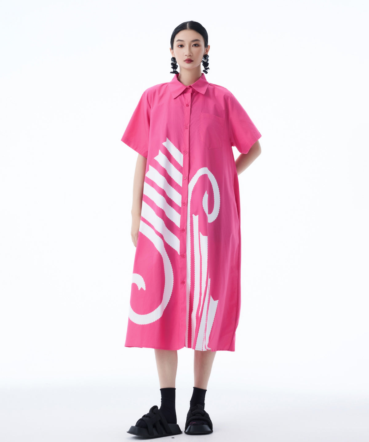 Graphic Flare Shirt Dress