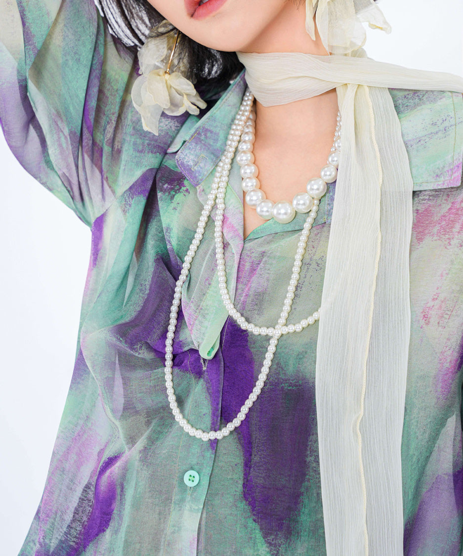 Veil Tie Print Blouse