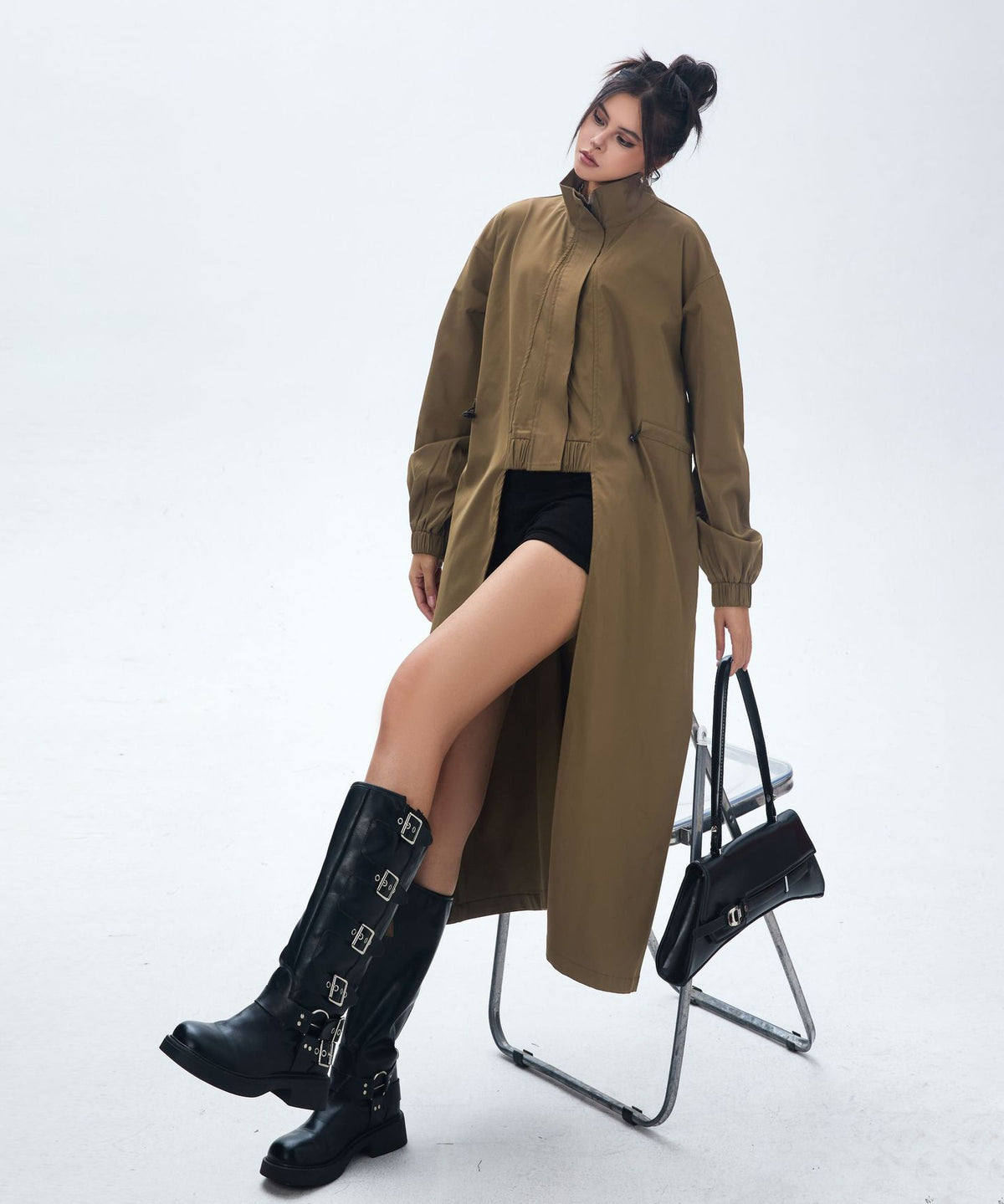 High Neck Wide Long Jacket