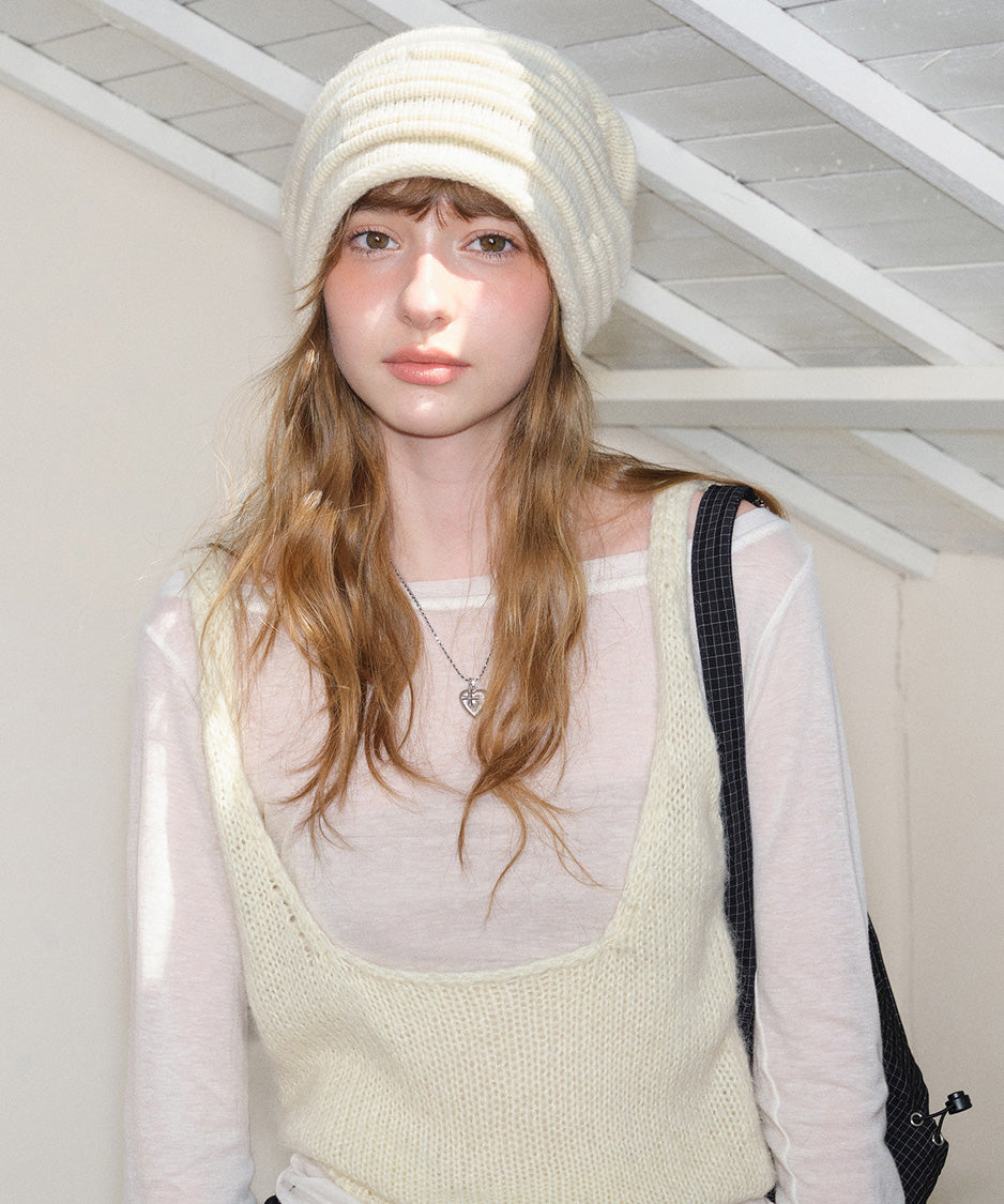 Sculpted Pleat Wool Beanie
