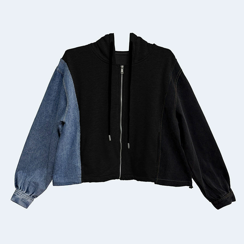 Patchwork Denim Hoodie