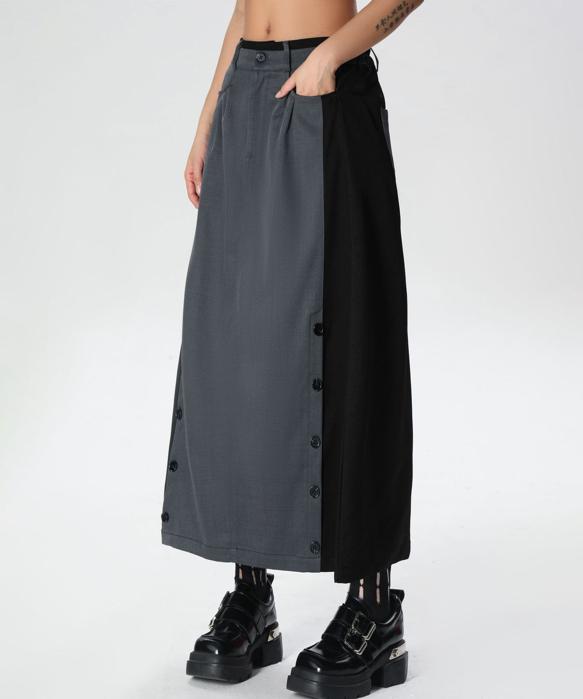 Dual Panel Buttoned Skirt