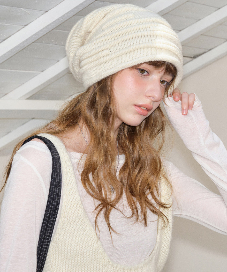 Sculpted Pleat Wool Beanie