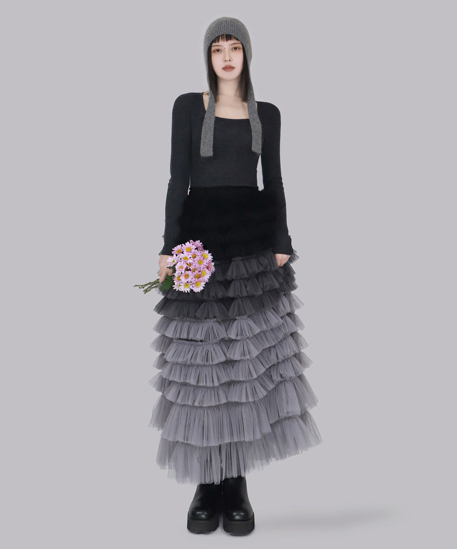 Cascade Frill Long Skirt