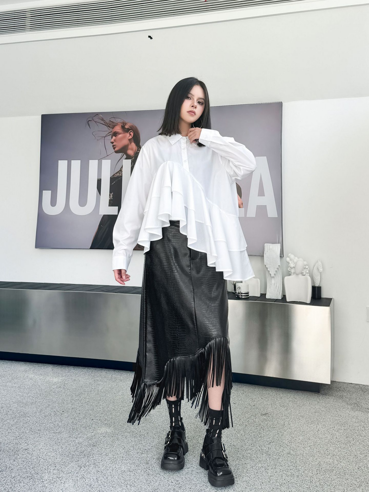 Cascade Layer Frill Blouse