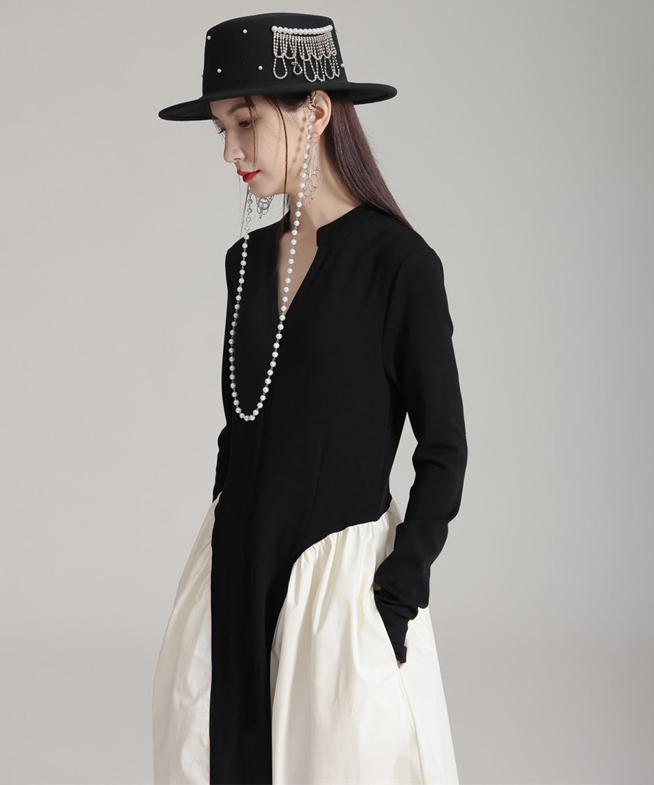 Mono Contrast Panel Dress