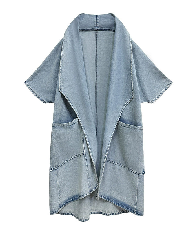Washed Long Denim Coat
