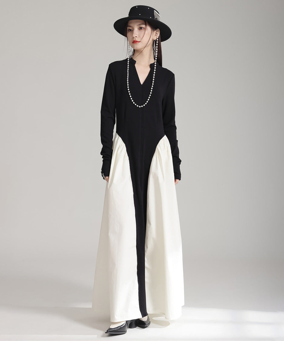 Mono Contrast Panel Dress