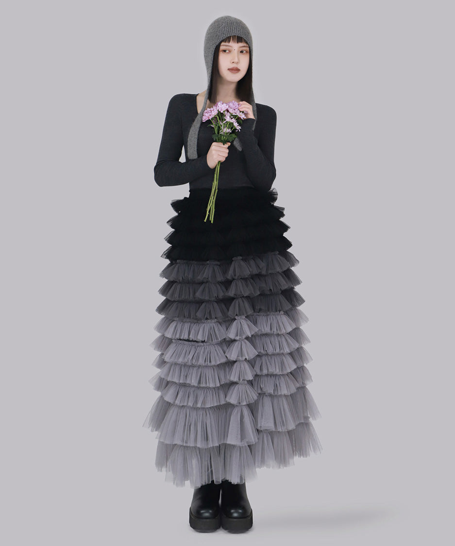 Cascade Frill Long Skirt