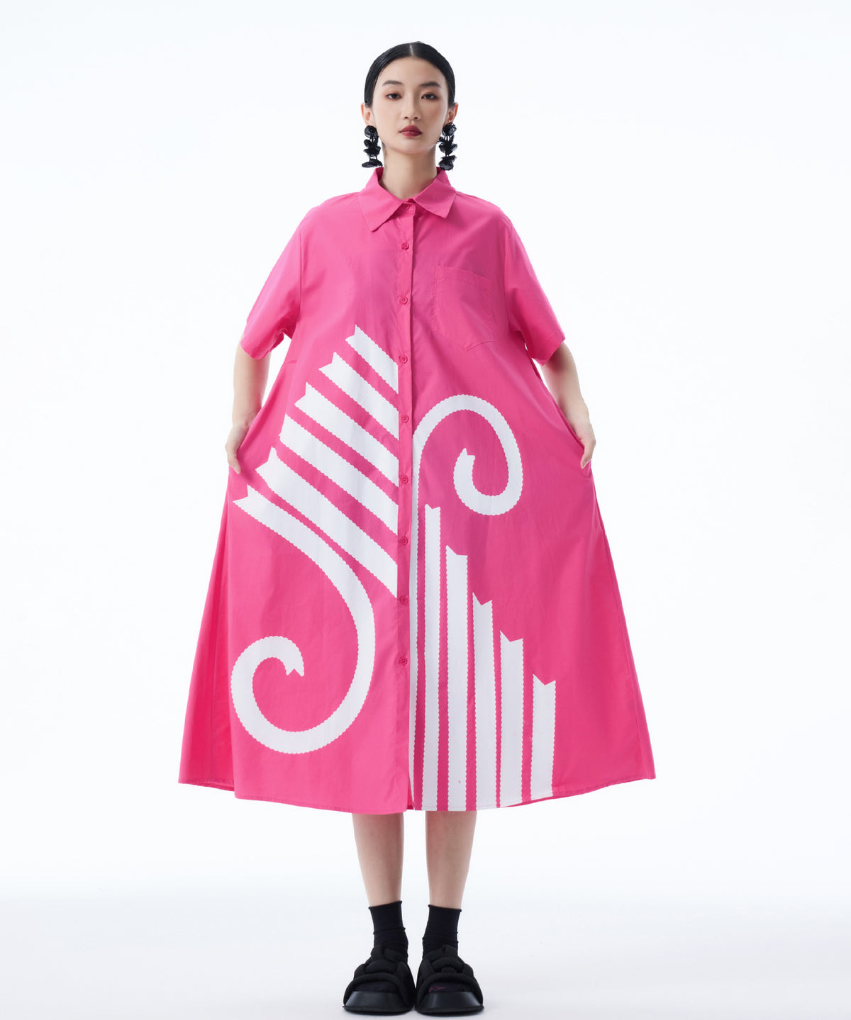 Graphic Flare Shirt Dress