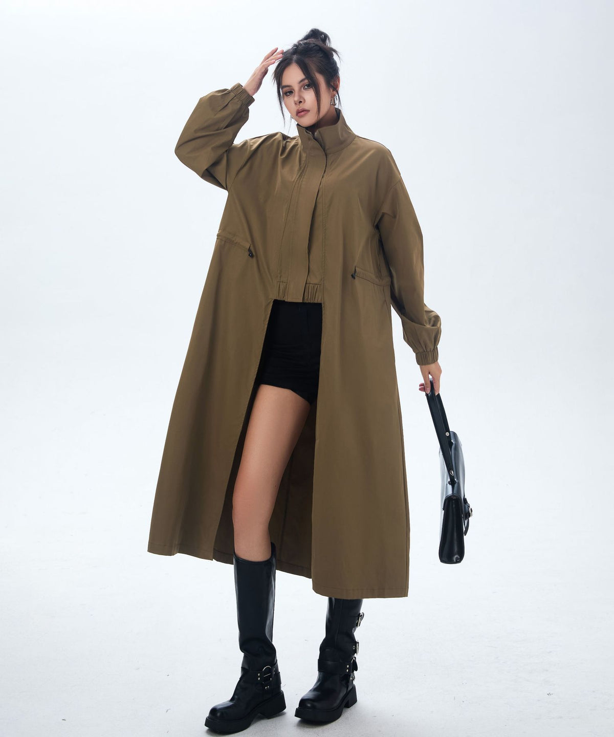 High Neck Wide Long Jacket