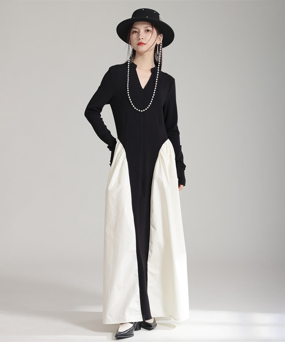 Mono Contrast Panel Dress
