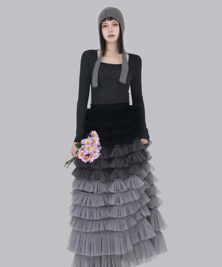 Cascade Frill Long Skirt