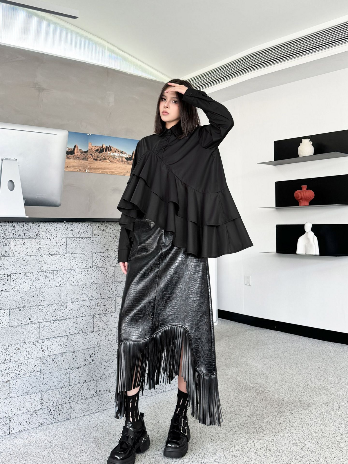 Cascade Layer Frill Blouse