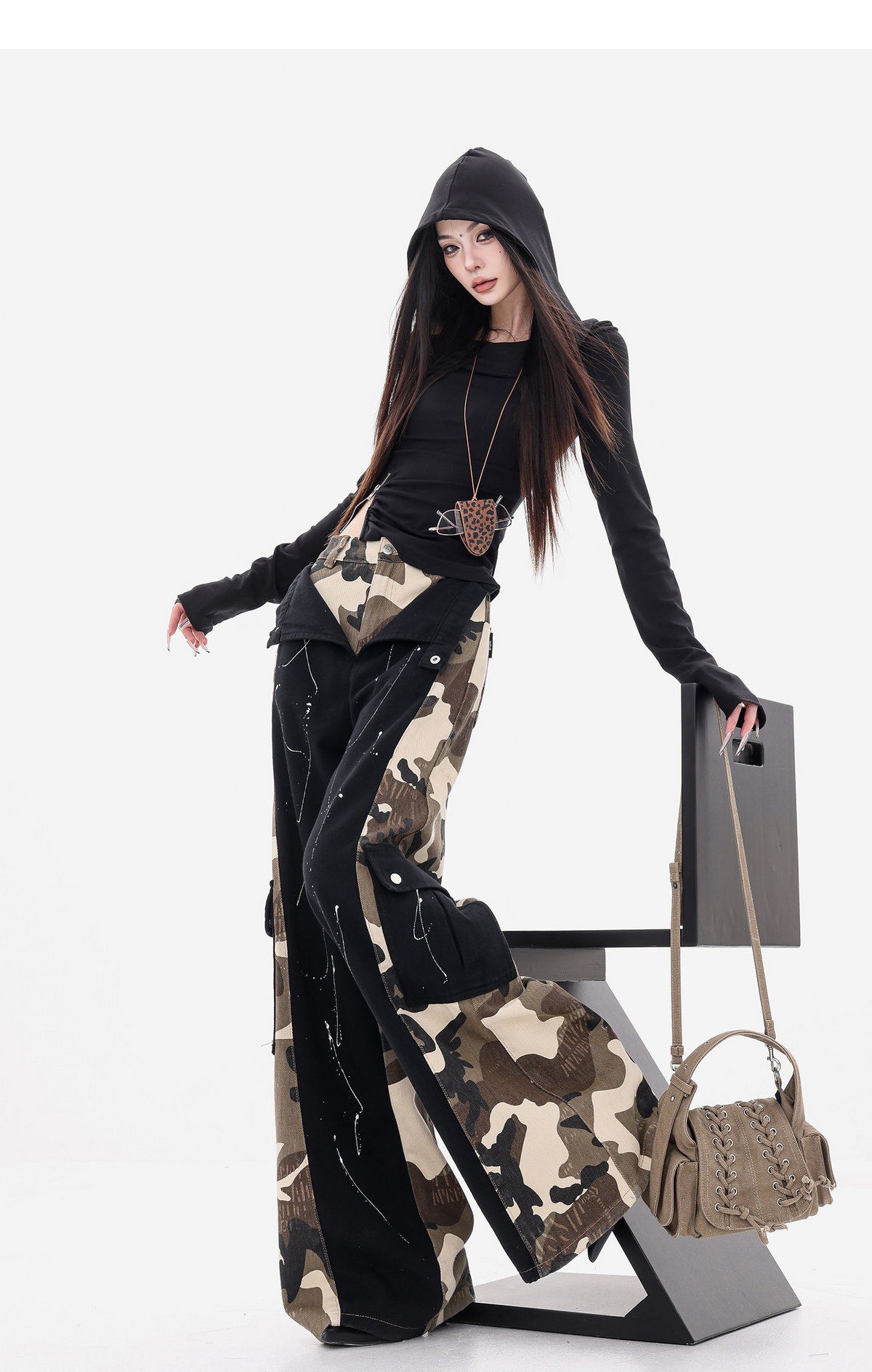 Camouflage Docking Wide Cargo Pants