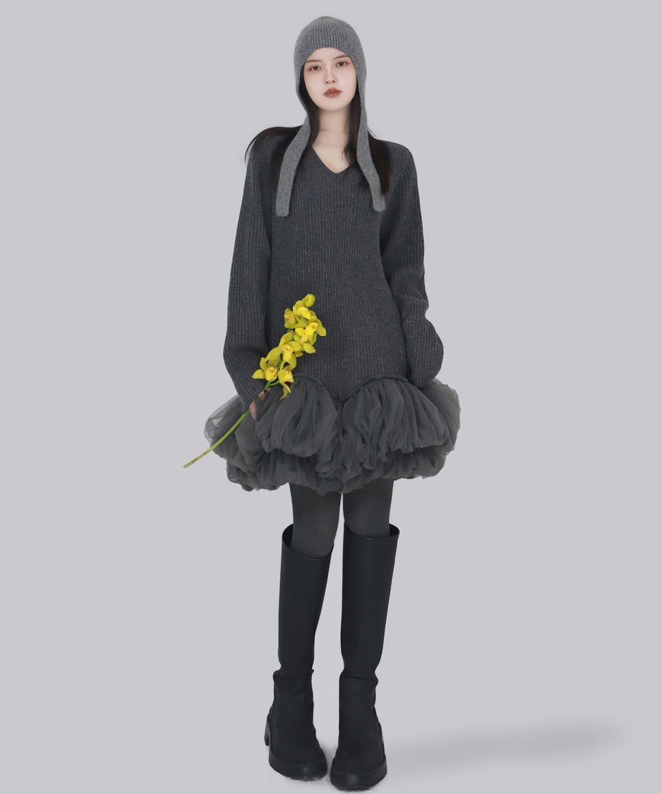 Meringue Veil Hem Dress