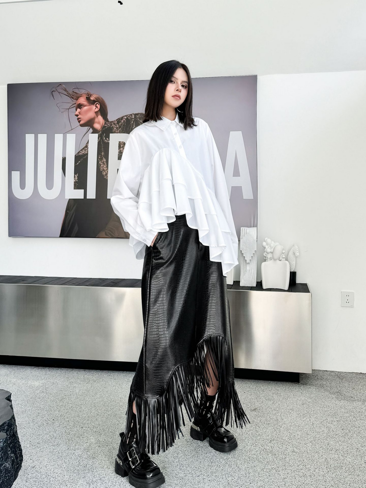 Cascade Layer Frill Blouse