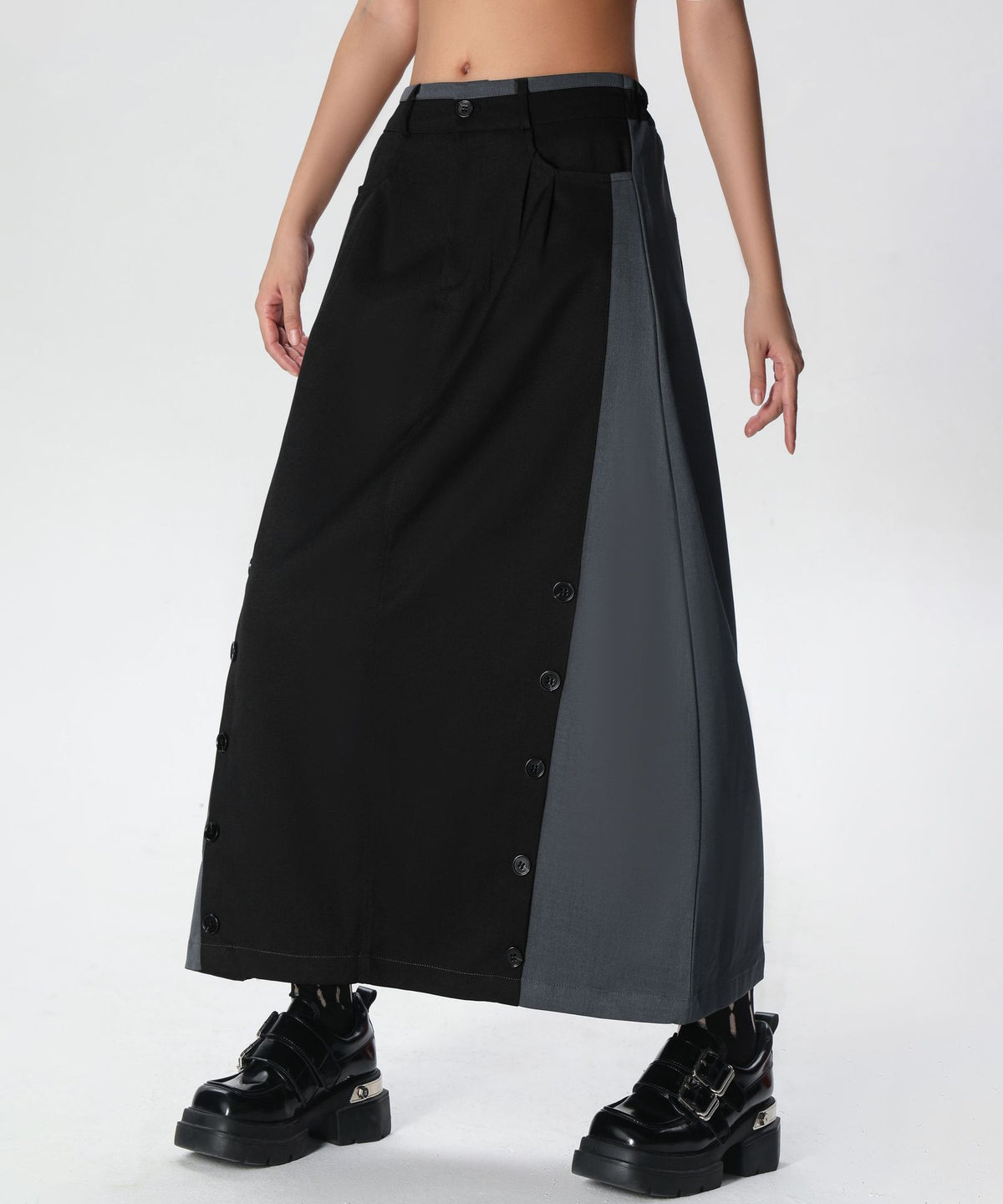 Dual Panel Buttoned Skirt