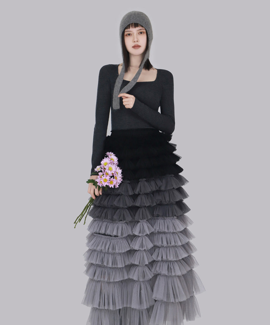 Cascade Frill Long Skirt