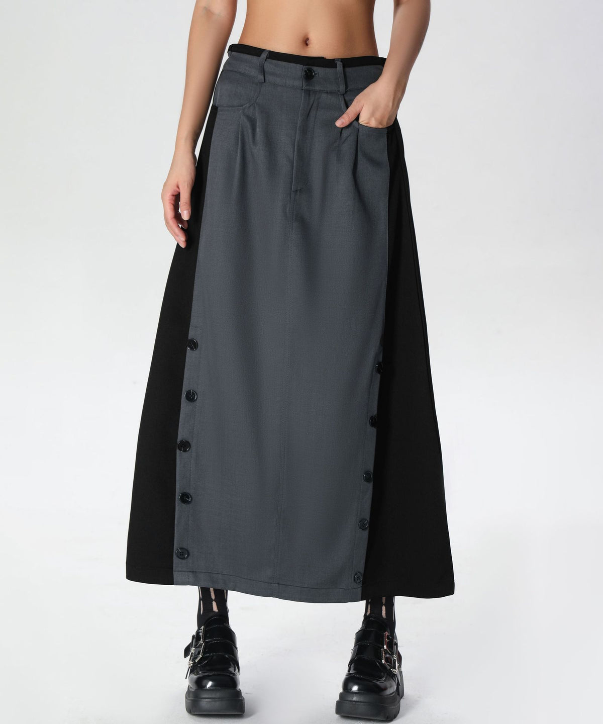 Dual Panel Buttoned Skirt