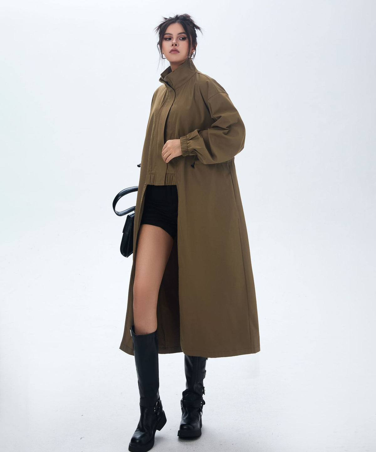 High Neck Wide Long Jacket